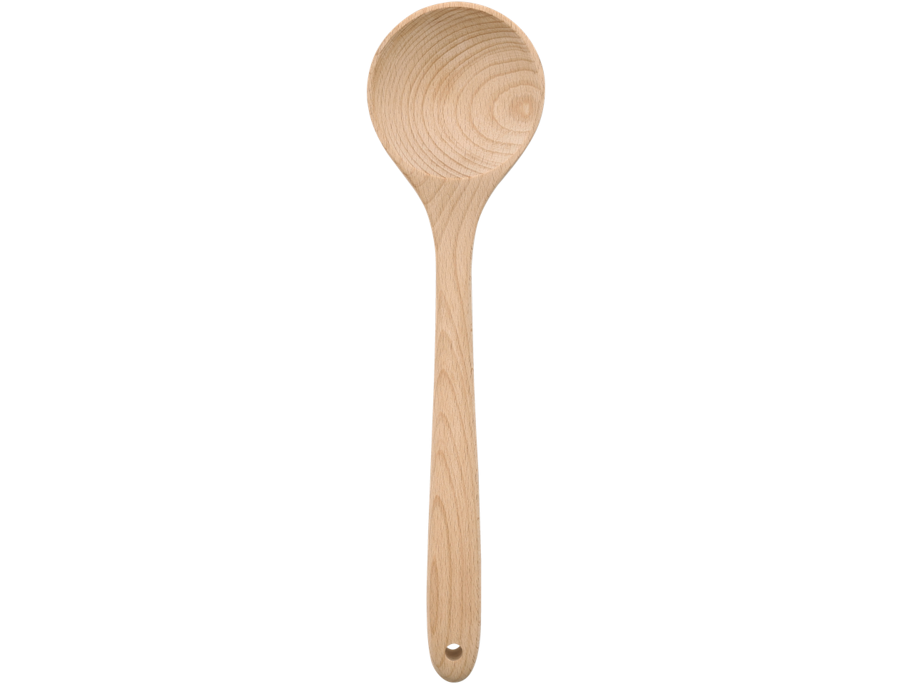 SILVERCREST® Kitchen Utensils: Wooden ladle with a light wood grain and a hanging hole.
