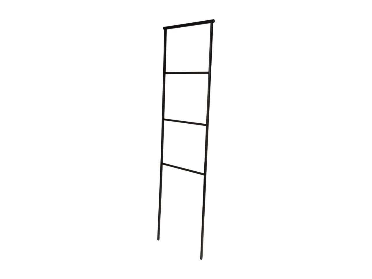 Black metal towel ladder with four rungs