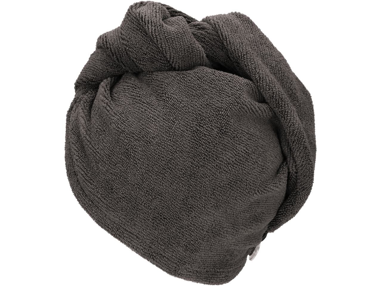 Turbante de cabelo Livarno Haarturban com botão, cinzento escuro, de felpo