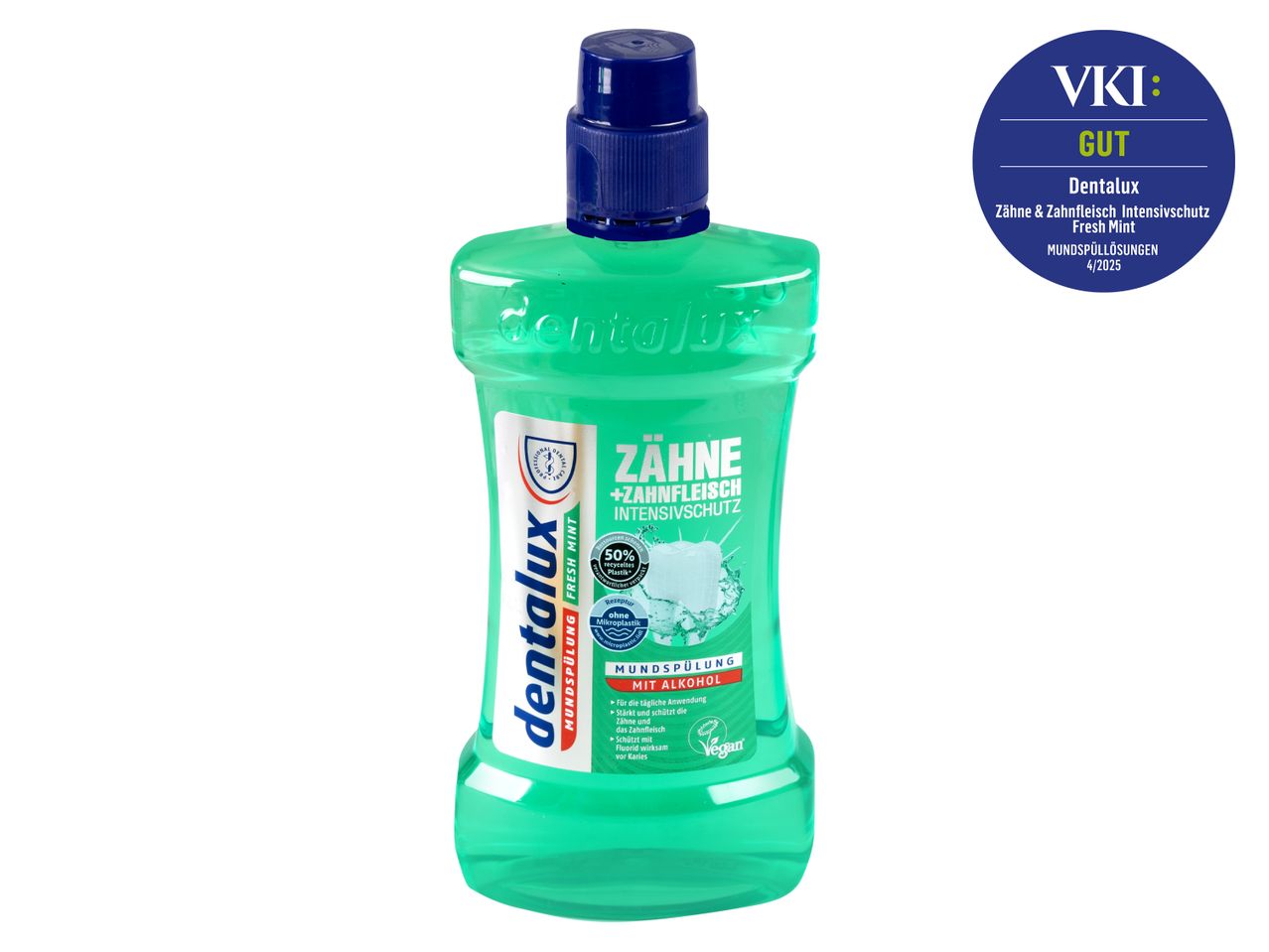 Dentalux Mundspülung, Frischminz, intensiver Zahn- und Zahnfleischschutz.