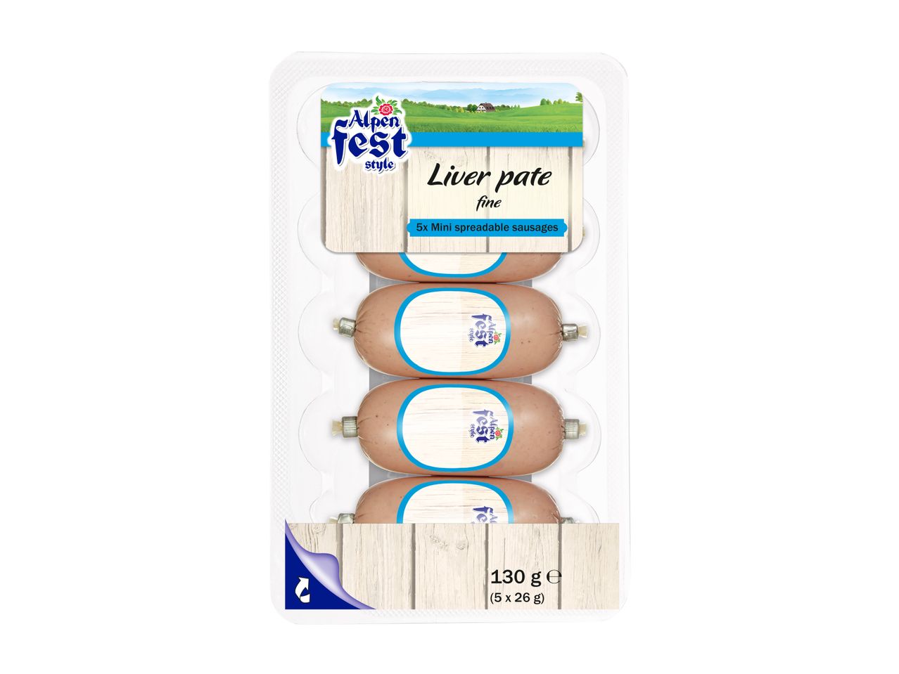 Alpenfest aknu pastētes iepakojums, 5 mini desas pa 26 g.