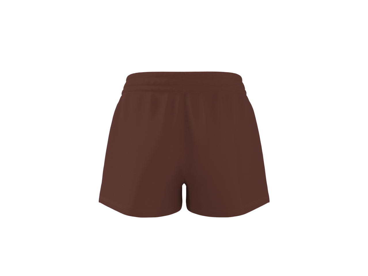 Shorts marron pour femme avec taille élastique, vue arrière.