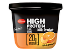 Produto lácteo Milbona rico em proteínas, sabor pêssego e laranja.