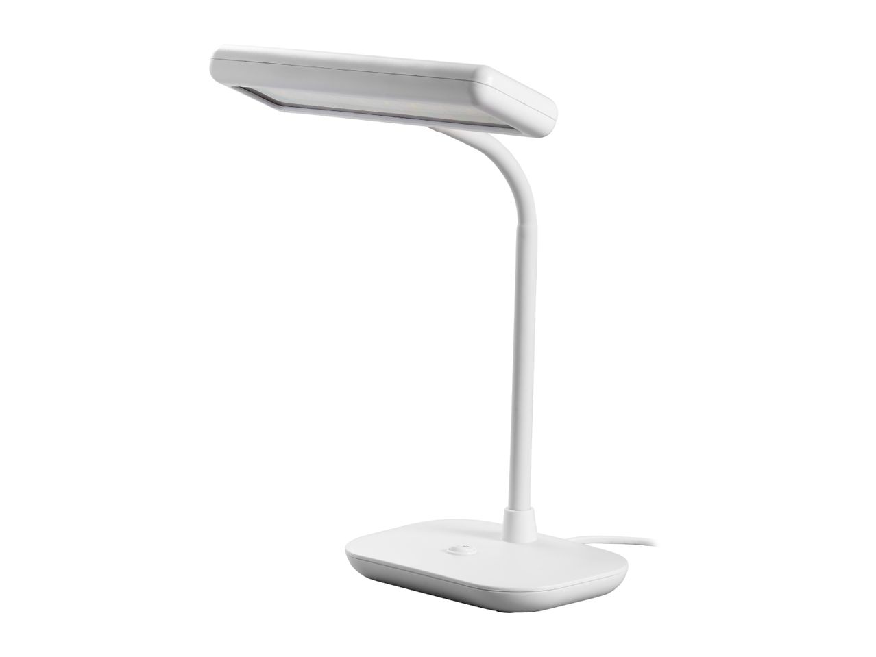 White LED desk lamp with a flexible neck and a rectangular head