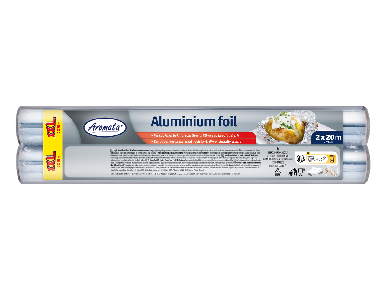Folie aluminiu Aromata, 2 x 20m: gătit, copt, fript.