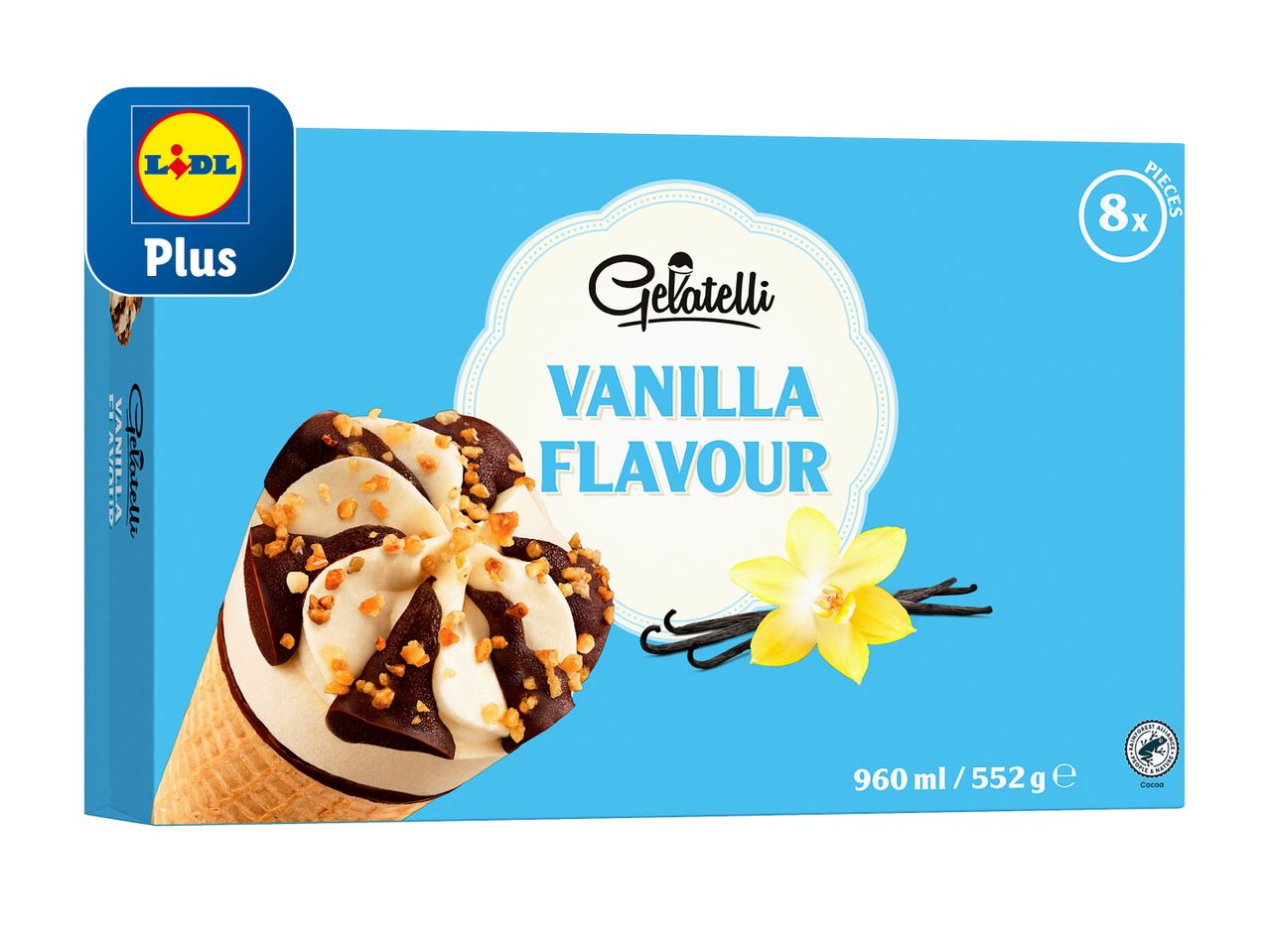 Confezione di coppette gelato alla vaniglia del marchio Gelato, vendute da Lidl.