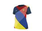 Tricou funcțional CRIVIT de damă cu model geometric colorat și logo-uri Lidl Trek.