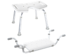 Ridder bathroom aids: white shower stool and bath seat with handles.
