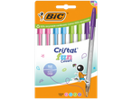 8 assorted Bic Cristal Fun Colours ballpoint pens