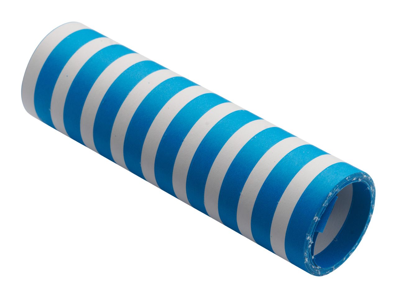 Blue and white striped paper roll
