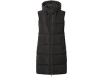 esmara® Ladies' Longline Padded Gilet in black with a hood and zipper