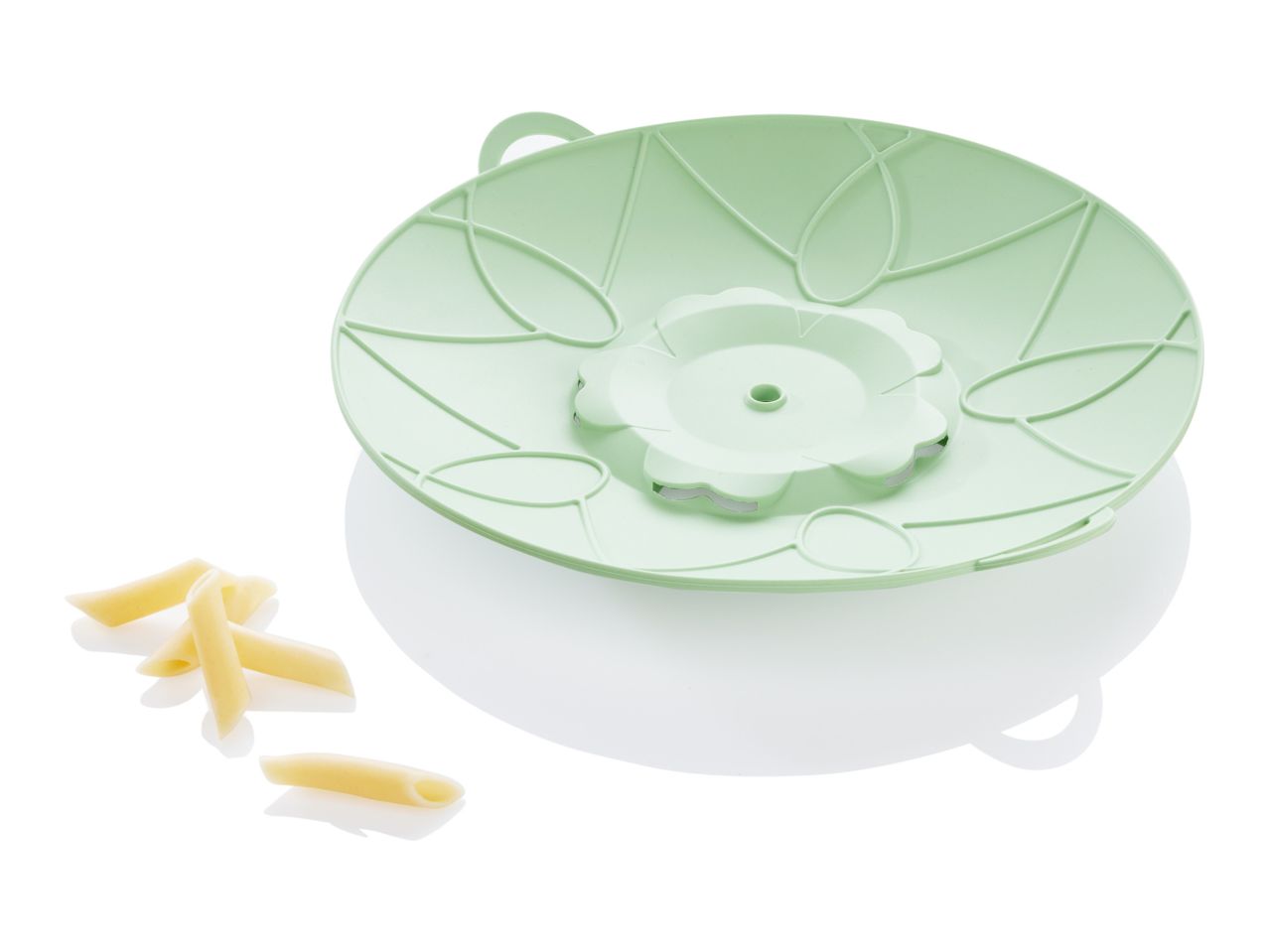 A light green lotus-shaped dish with small screws.