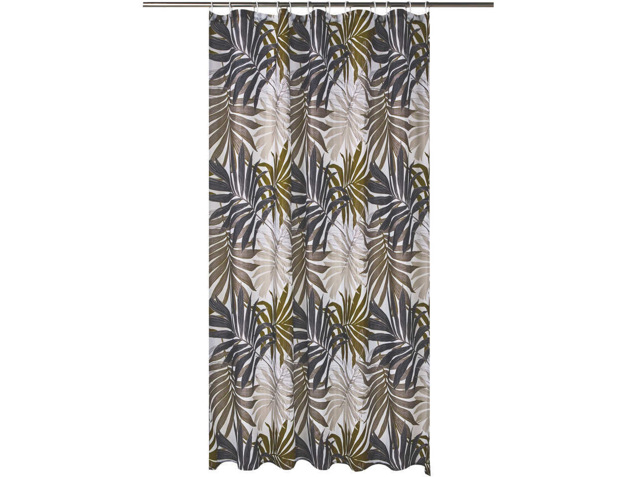 Perdea de duș LIVARNO cu model tropical de frunze în tonuri de verde și maro