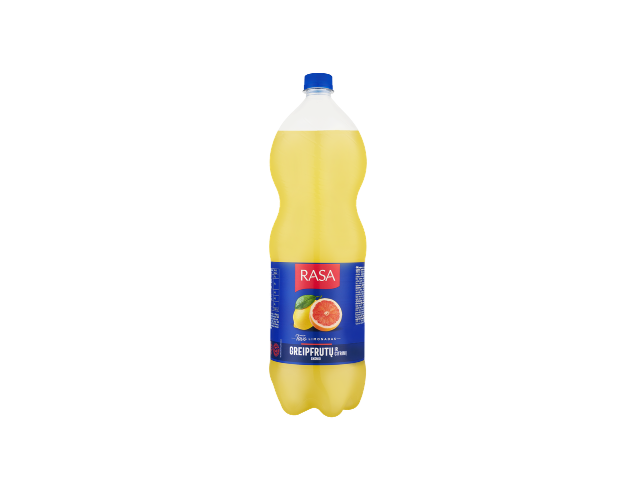 Rasa greipfrutų limonadas plastikiniame butelyje.