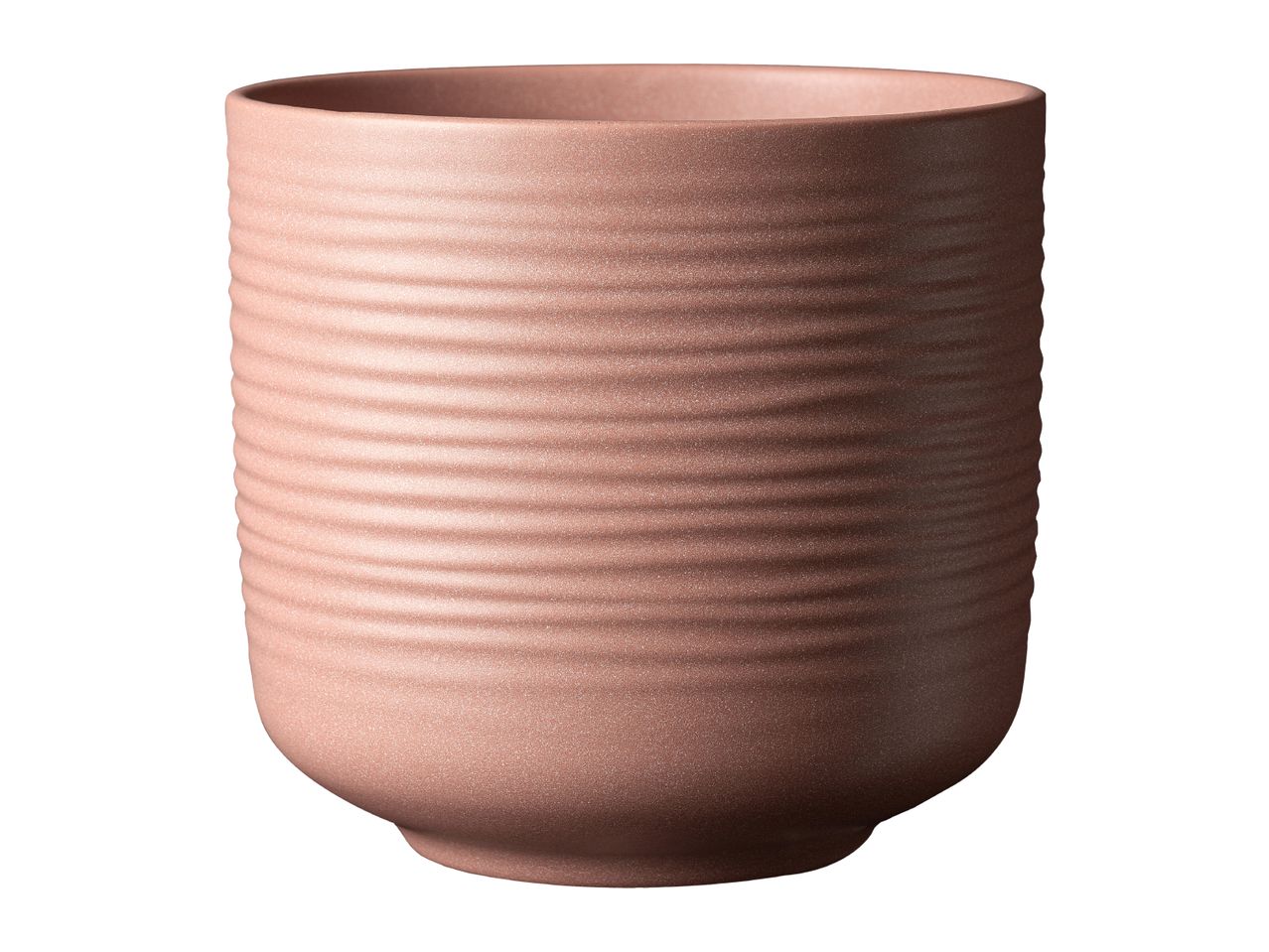 Pink ceramic mug with horizontal ridges