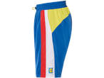 Calção de banho Lidl azul, amarelo, vermelho e branco.
