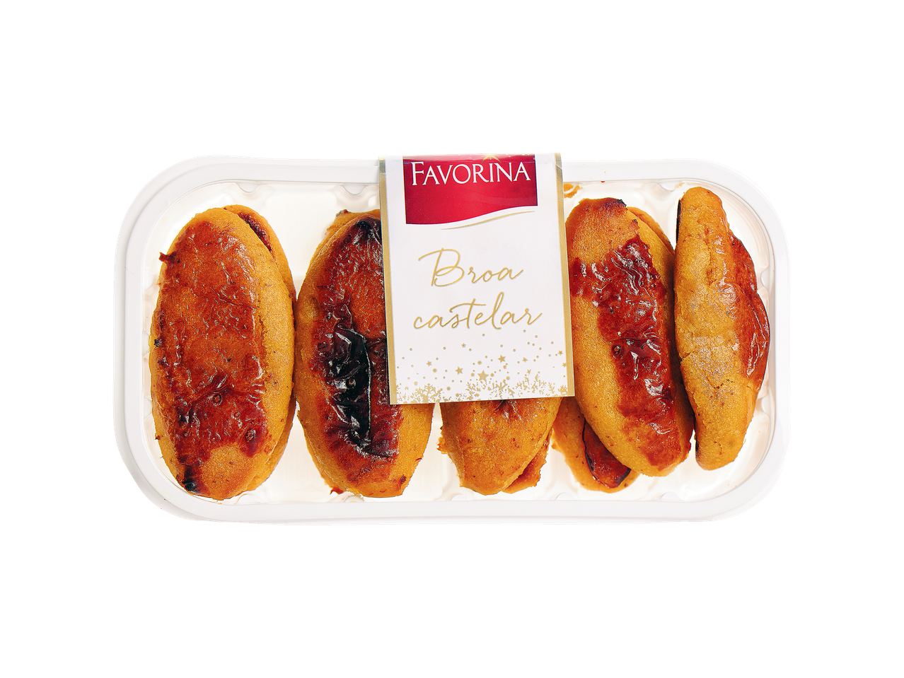 Favorina Broa Castelar: pãezinhos doces em embalagem.