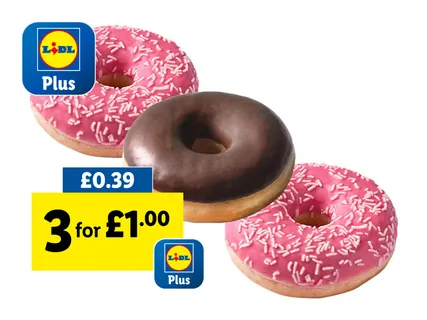 In-Store Bakery Ring Iced Doughnut 14% OFF 3, FOR £1.00 with Lidl Plus