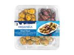 Kirdamlık brand meze platter with roasted potatoes and olives.