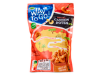 Zak Way to Go! Hot Chili Cashew Noten met een kaart van Afrika en informatie over de herkomst.