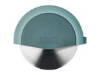 Joseph Joseph pizza cutter with a teal handle and stainless steel blade.