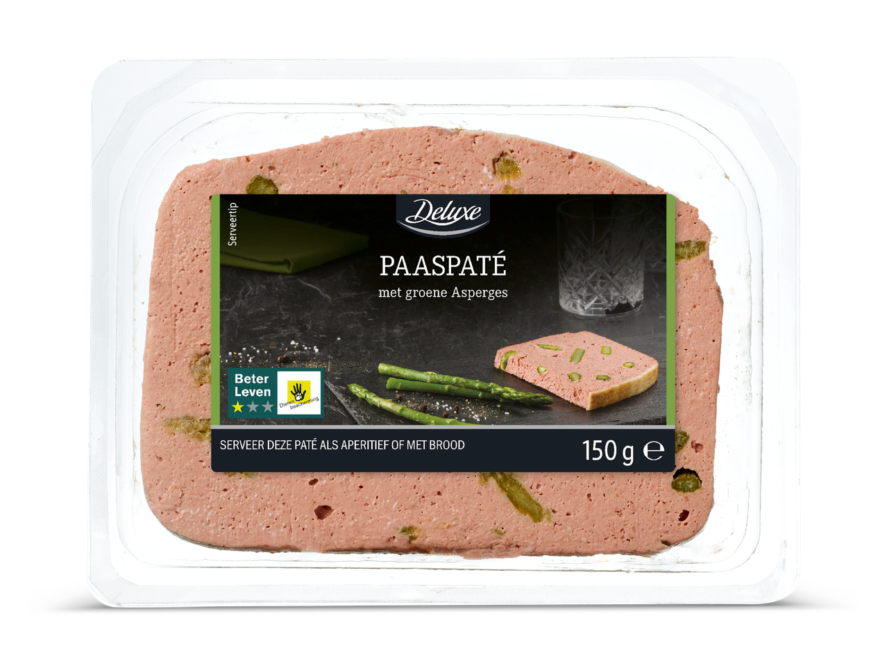 Deluxe Paaspaté met groene asperges, 150g.