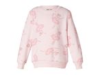 Pink children's sweatshirt with a pattern of ballerinas in various poses.