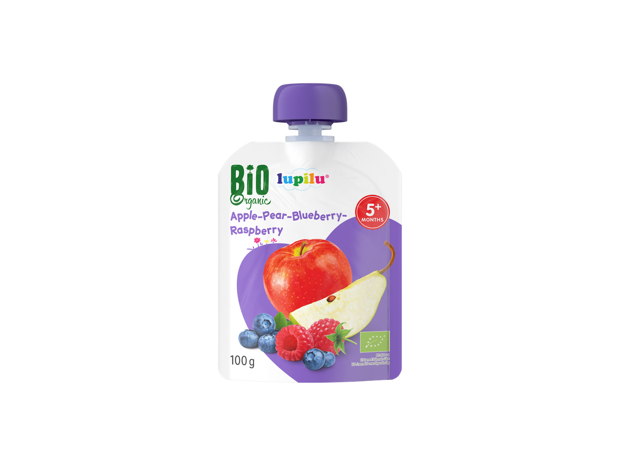 Lupilu Bio alma-körte-áfonya-málna püré 5+ hónap.
