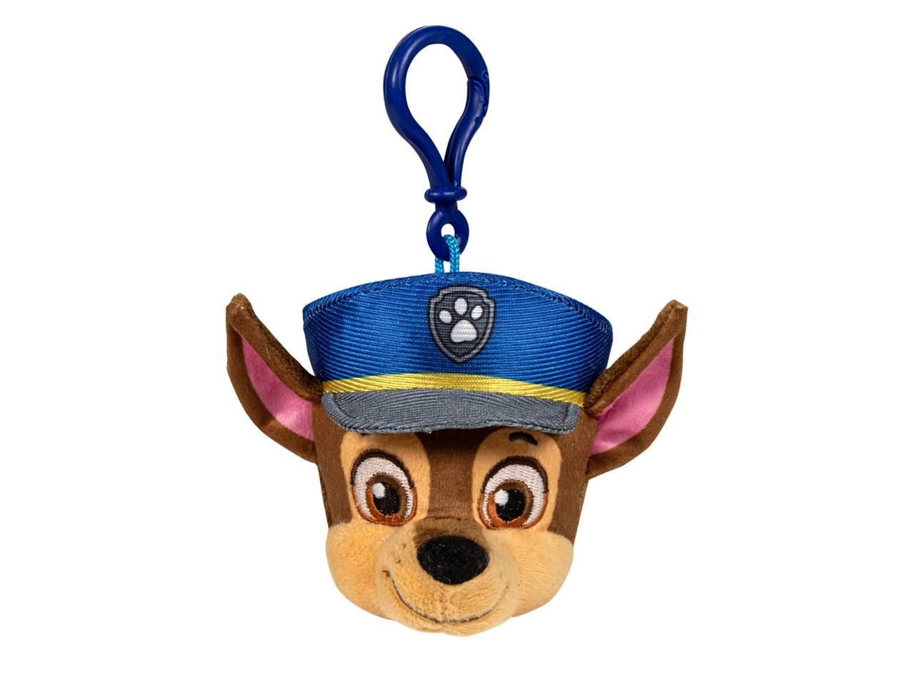 Portachiavi peluche di Chase di Paw Patrol con cappello da poliziotco.