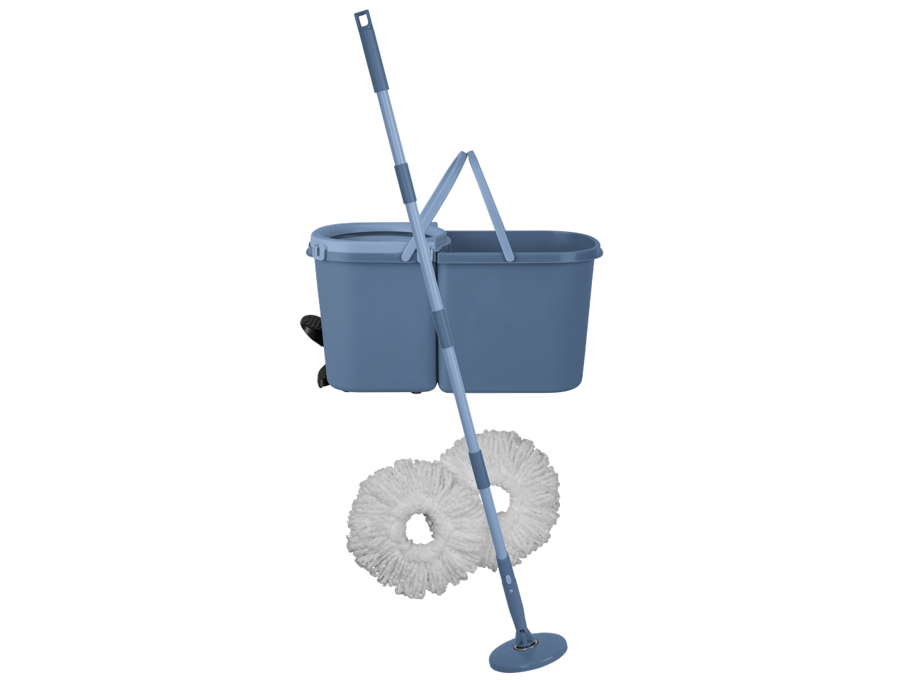 Mop, hinkar och rengöringsdukar.