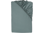 Livarno Sateen Fitted Sheet in a muted teal color, showcasing the elasticated corners.