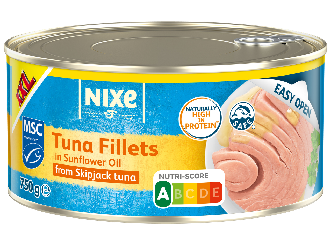 Консерва с филета от риба тон в слънчогледово олио, 750g, с Nutri-Score A.