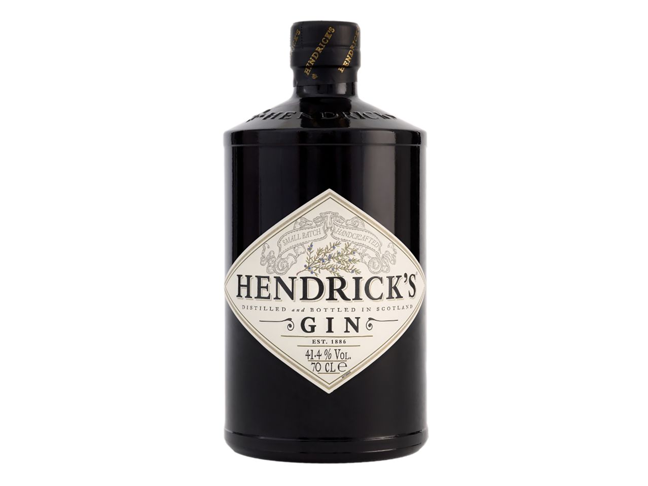 Hendrick's Gin palack, Skóciában palackozva.