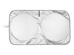 Silver car sun shade with two circular panels