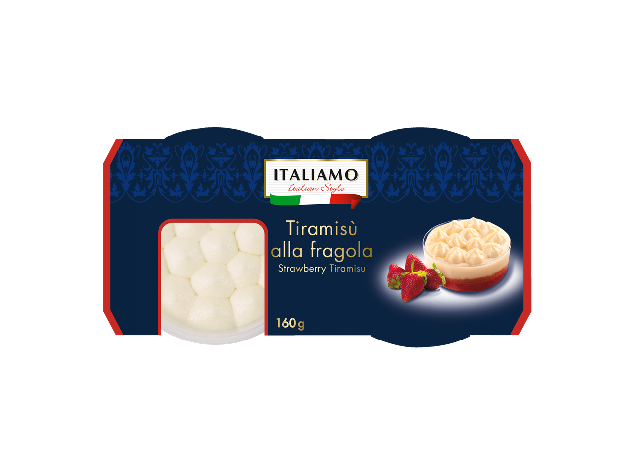 ITALIAMO maasikatiramisu: 160g kreemi ja maasikatega.