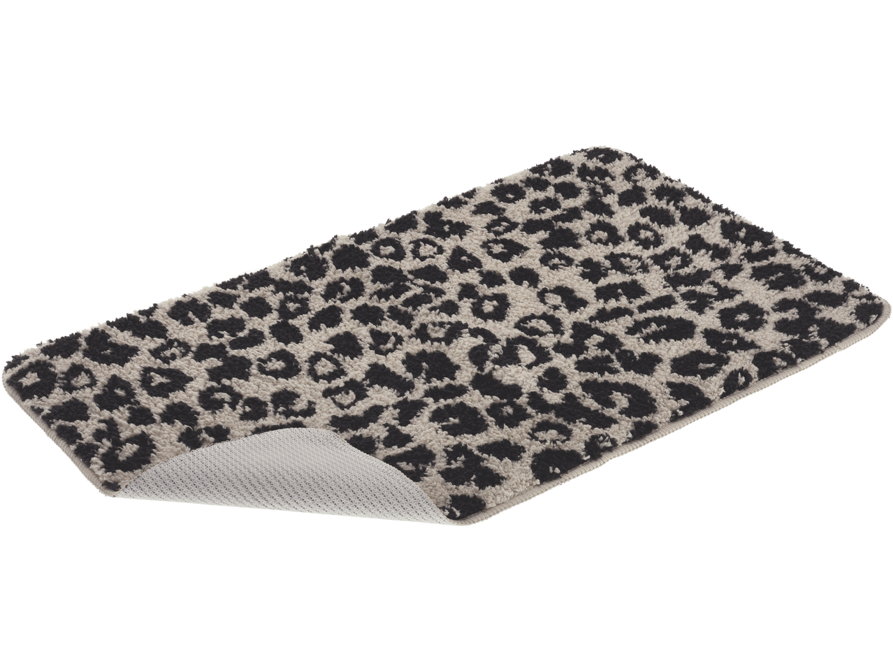 Χαλάκι μπάνιου με λεοπάρ σχέδιο σε μαύρο και μπεζ.