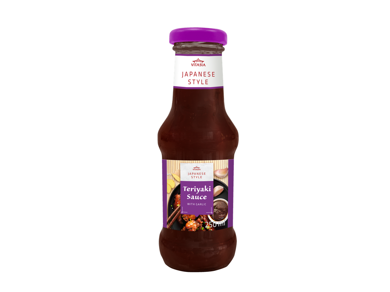 Vitasia Japānas stila terijaki mērce (250 ml) pudelē.