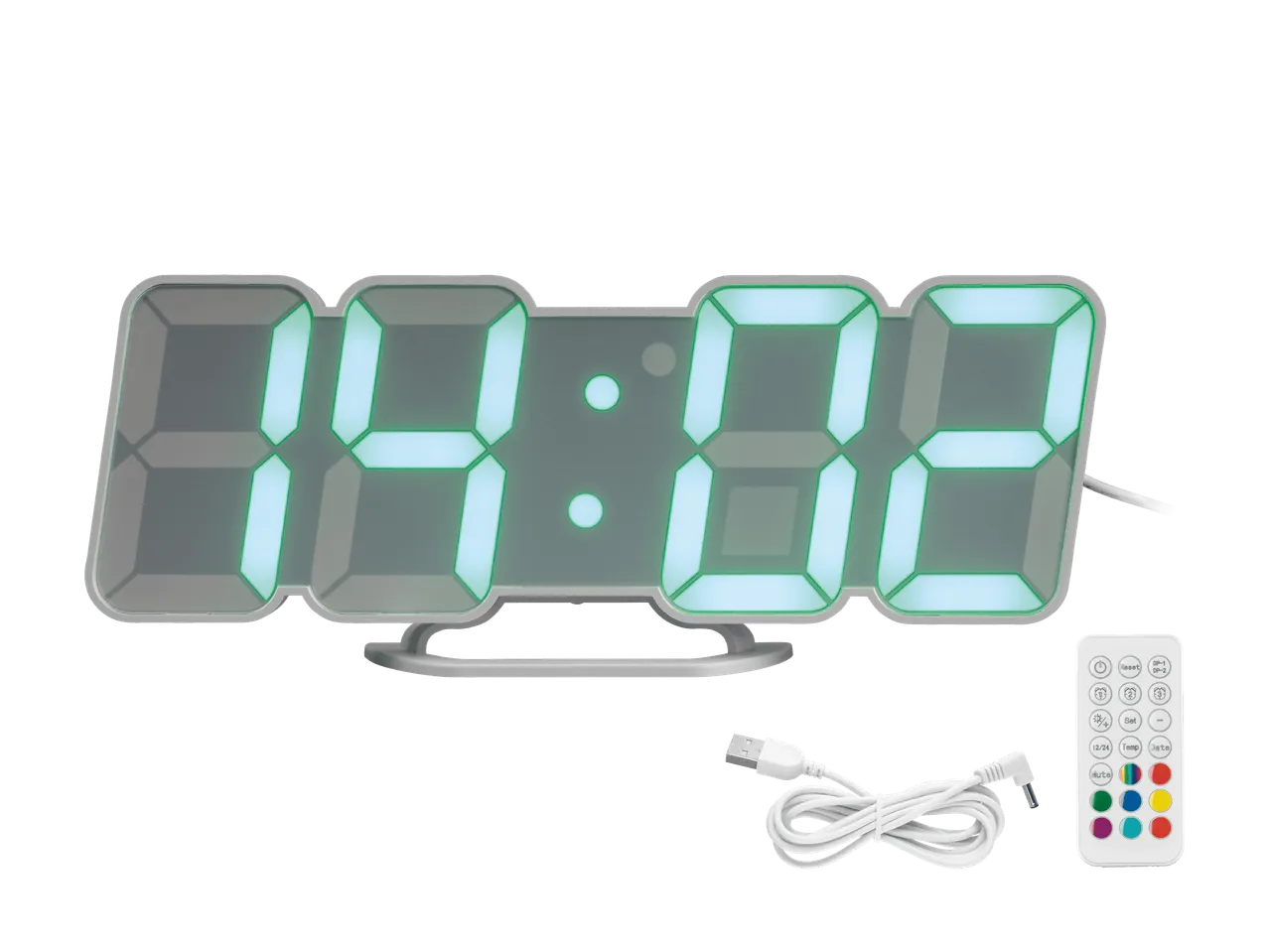 Horloge murale numérique LED avec télécommande et câble USB