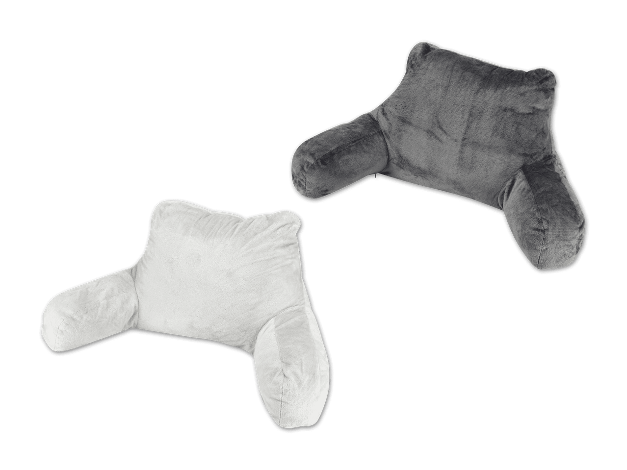 Zwei Lesekissen in Weiß und Grau