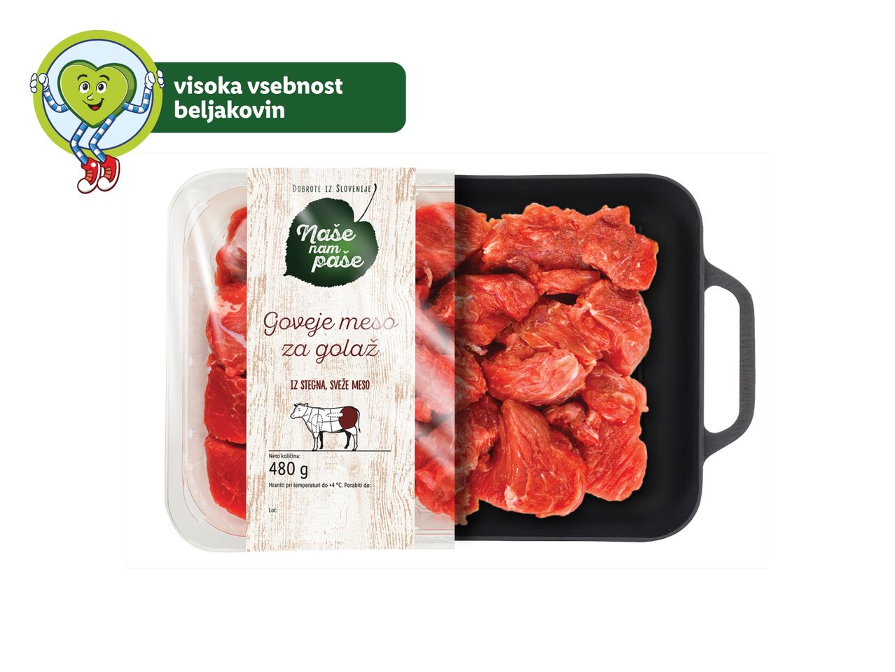 Govedina Naše nam pašé za golaž, 480g.