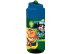 Garrafa de água PAW PATROL com dinossauro e cão de capacete, verde-azul.