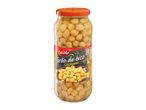 Jar of chickpeas with a label showing a bowl of chickpeas and the weight 540g.