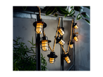 Industrial-style lantern string lights.