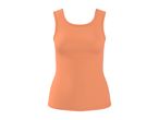 Orange ribbed tank top with a scoop neck