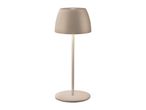 Modern beige cordless LED table lamp with a textured finish