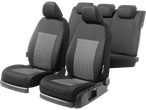 ULTIMATE SPEED car seat cover set, gray and black pattern.