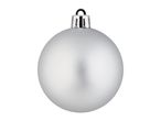 A single matte silver Christmas bauble with a metallic cap, isolated on a white background.