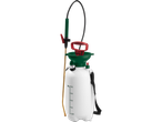 Parkside® garden sprayer with white container and green funnel.