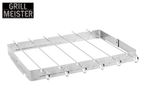 Grill Meister stainless steel grill rack with skewers.