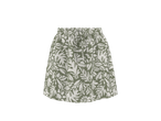 Saia ESMARA com estampa floral branca sobre fundo verde-oliva